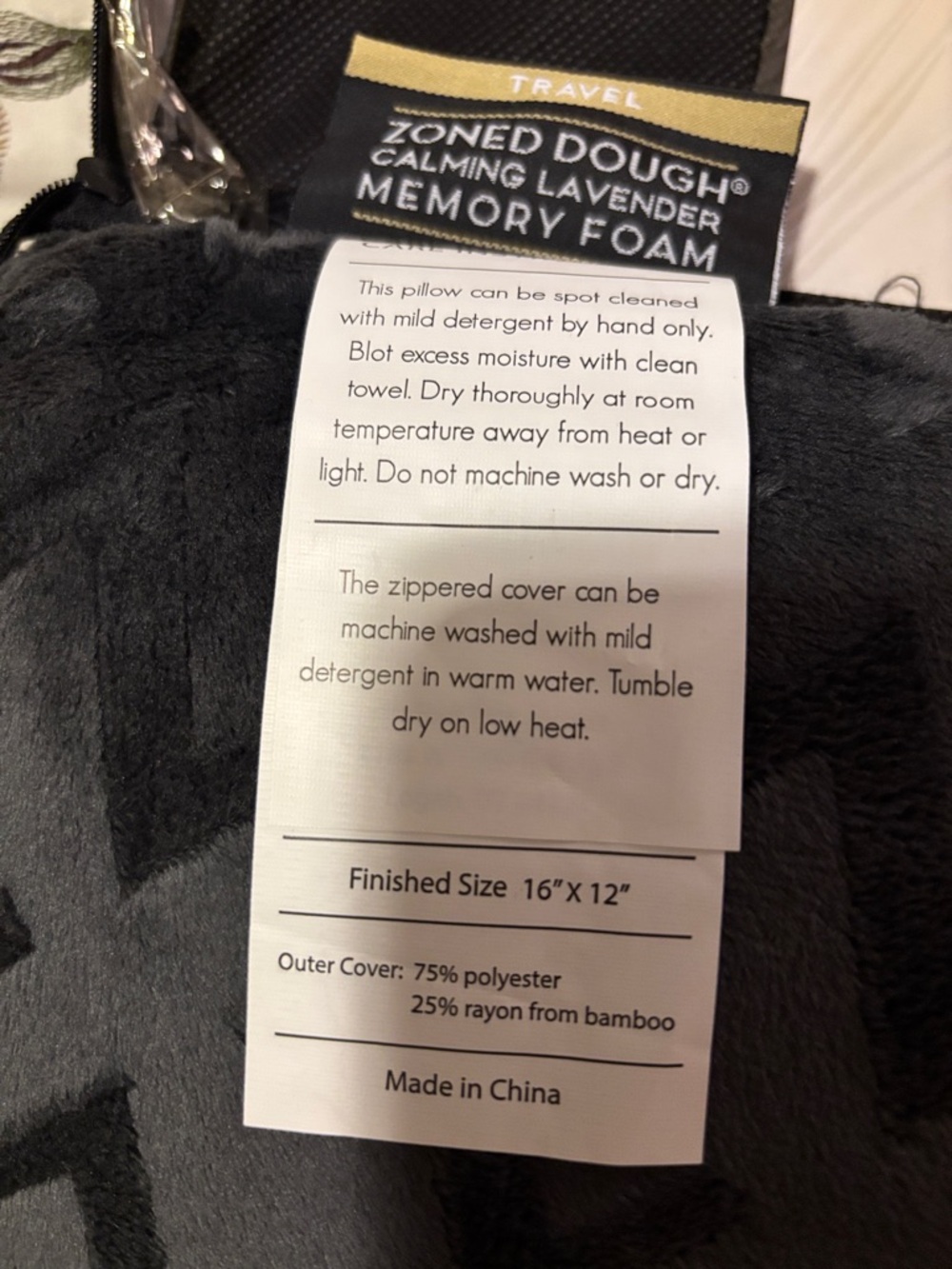 Zoned Dough Calming Lavender Memory Foam Pillow - Black - Picture 8 of 8